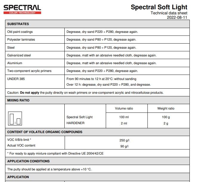Novol Spectral Soft Light Väri Reaktiivinen Polyesterikitti 1 L - Image 2