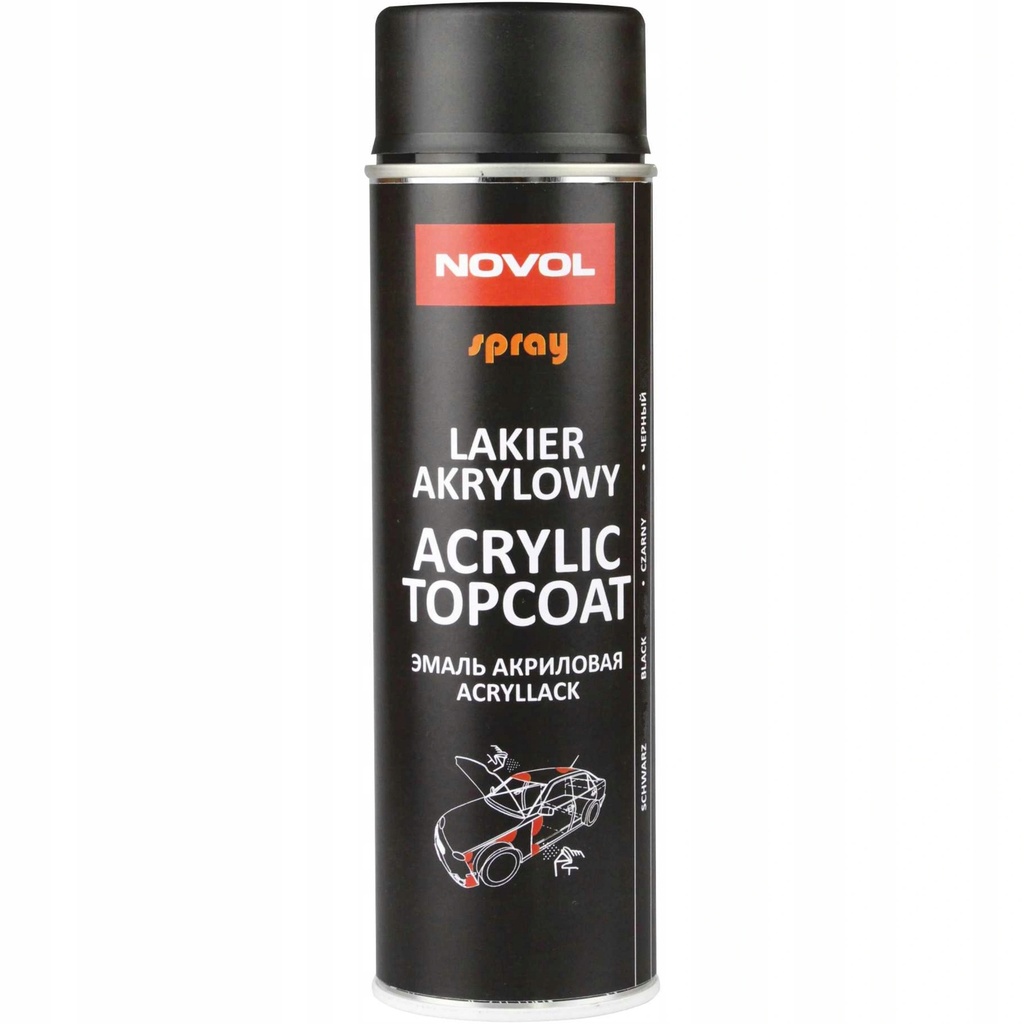 NOVOL Kiiltävä Musta Akryli Spray 500ml