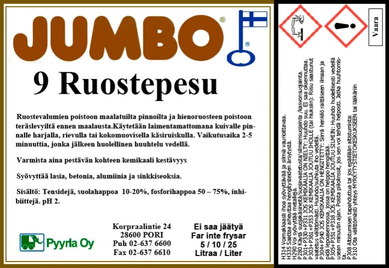 Jumbo 9 Fosforihappopitoinen Ruosteensyöjä Pesuaine 5L