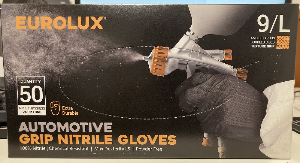 Nitriili Kertakäyttökäsine Eurolux musta grip 100 kpl pkt