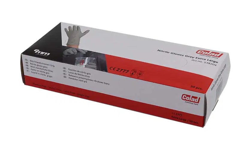 COLAD harmaa pitkä nitriilihanska silikoniton ja puuteriton
